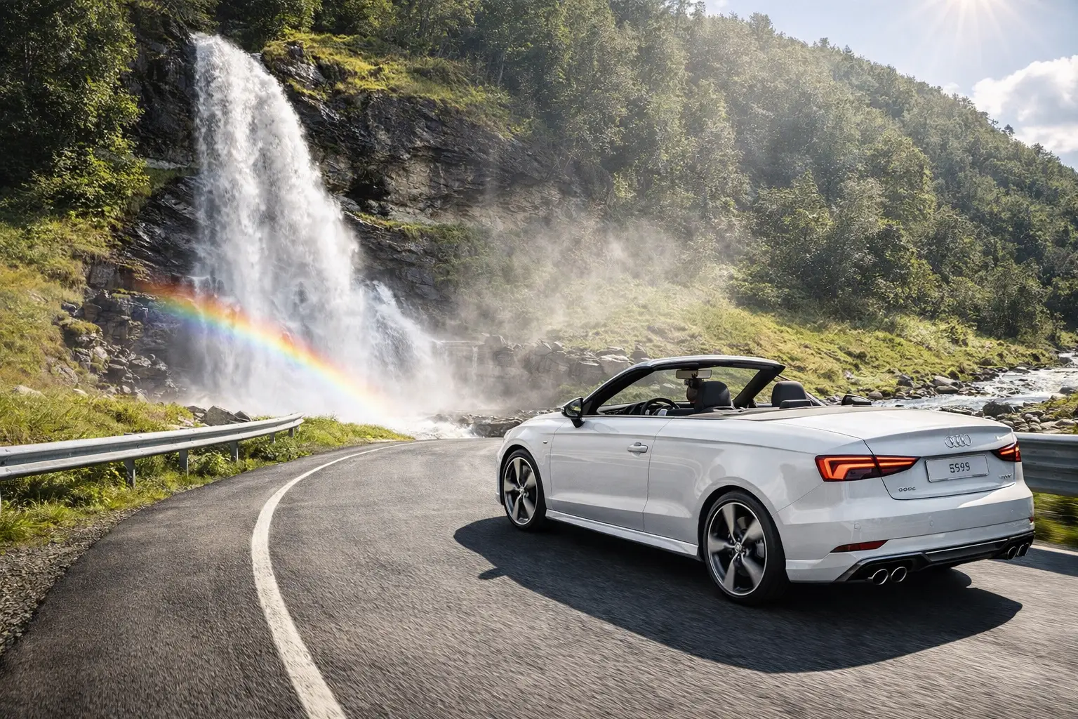Premium cabriolet for solrike kystdager nær Bergen